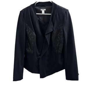 Cache Black Asymmetrical Blazer with Lace
Size 12